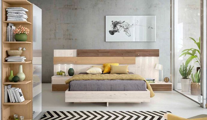 Dormitorio de matrimonio nórdico combinado en ártico y perkin