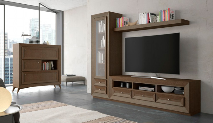 Muebles de salón apilables contemporáneos en roble natural nepal