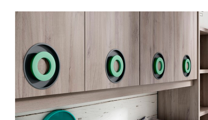 Dormitorio juvenil completo con acabados en iron y verde talco.