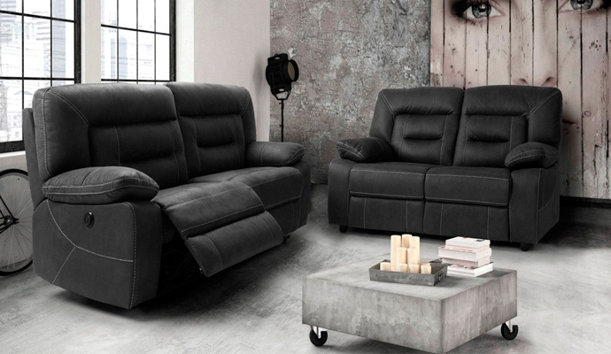 Conjunto de sofás en color gris antracita New Nobuck