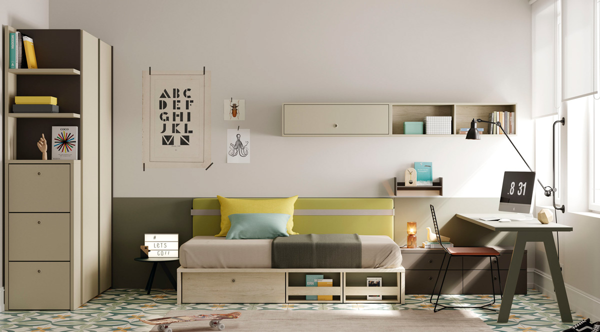 Práctico y funcional dormitorio juvenil ideal para espacios reducidos