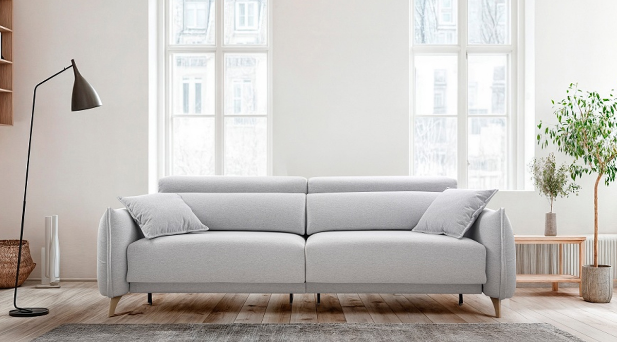 Sofá chaise longue moderno, deslizante y con patas altas